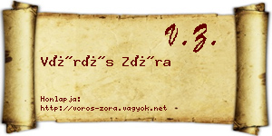 Vörös Zóra névjegykártya
